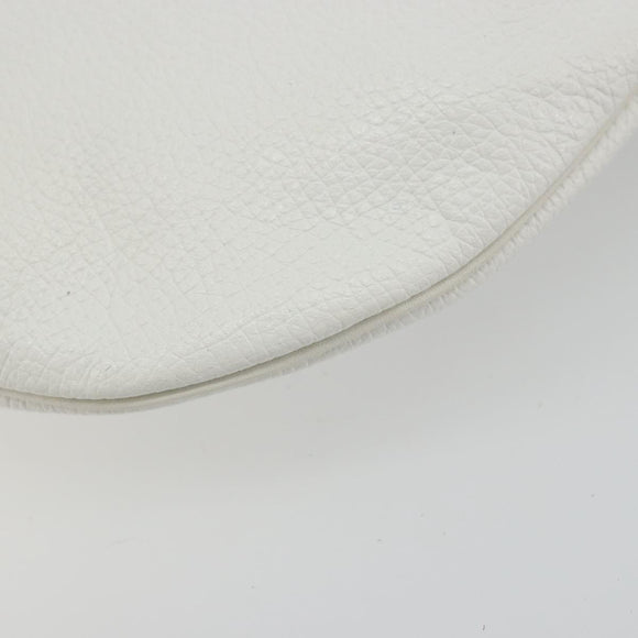 Christian Dior Shoulder Bag Leather White Gold Auth 176650