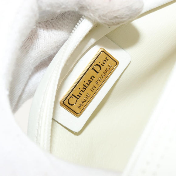 Christian Dior Shoulder Bag Leather White Gold Auth 176650