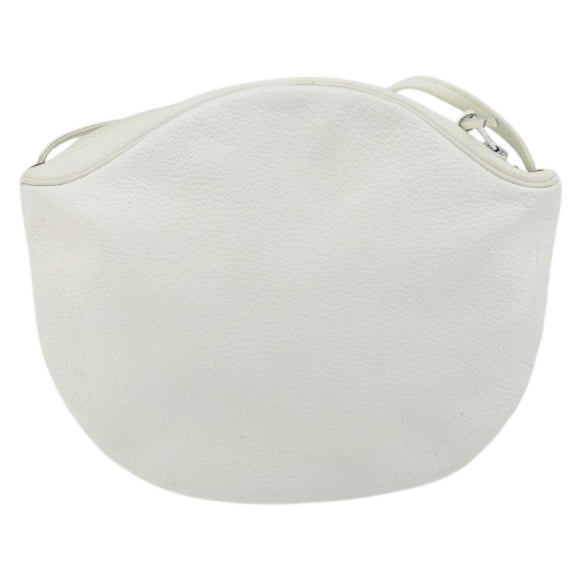 Christian Dior Shoulder Bag Leather White Gold Auth 176650
