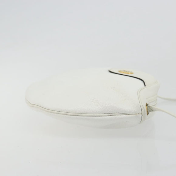 Christian Dior Shoulder Bag Leather White Gold Auth 176650