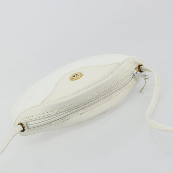 Christian Dior Shoulder Bag Leather White Gold Auth 176650