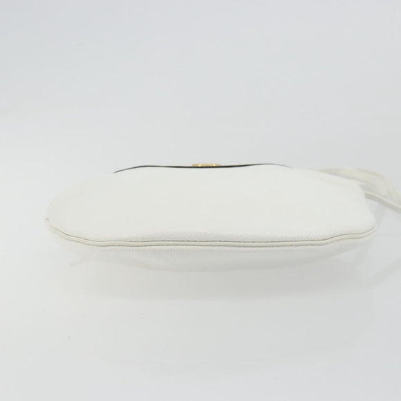Christian Dior Shoulder Bag Leather White Gold Auth 176650