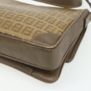 FENDI Zucchino Canvas Shoulder Bag Beige Gold Auth 176651-12