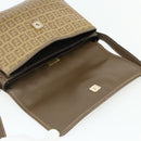 FENDI Zucchino Canvas Shoulder Bag Beige Gold Auth 176651-14