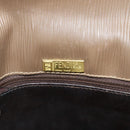 FENDI Zucchino Canvas Shoulder Bag Beige Gold Auth 176651-15
