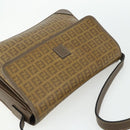 FENDI Zucchino Canvas Shoulder Bag Beige Gold Auth 176651-6