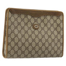 GUCCI GG Supreme Clutch Bag PVC Beige Gold 97 01 036 Auth 176652-1