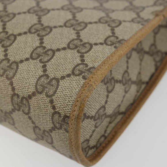 GUCCI GG Supreme Clutch Bag PVC Beige Gold 97 01 036 Auth 176652