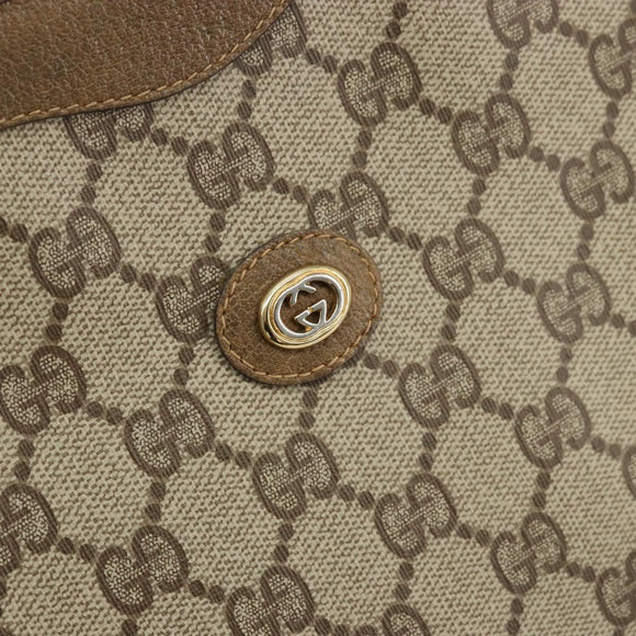 GUCCI GG Supreme Clutch Bag PVC Beige Gold 97 01 036 Auth 176652