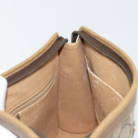 GUCCI GG Supreme Clutch Bag PVC Beige Gold 97 01 036 Auth 176652