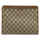 GUCCI GG Supreme Clutch Bag PVC Beige Gold 97 01 036 Auth 176652-3