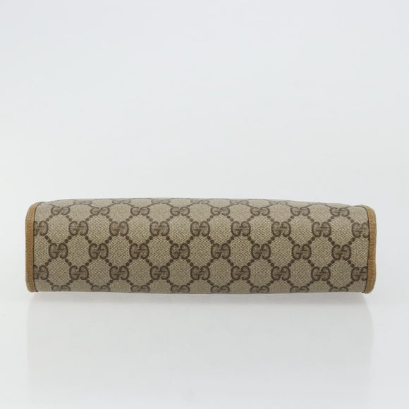 GUCCI GG Supreme Clutch Bag PVC Beige Gold 97 01 036 Auth 176652