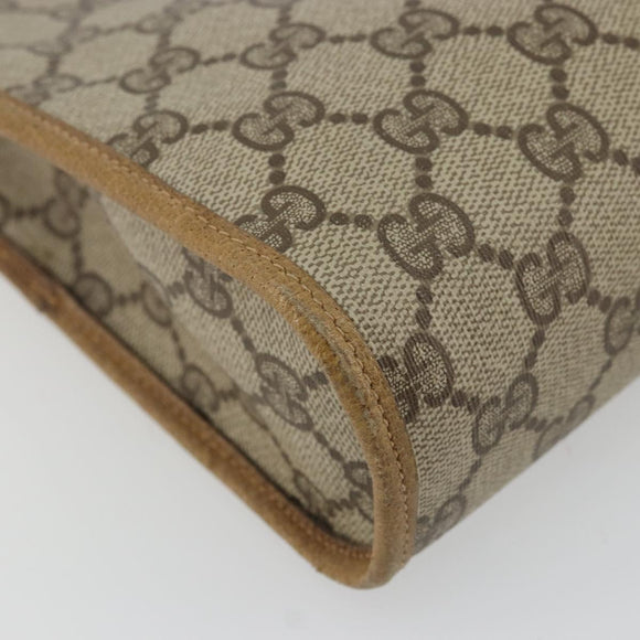 GUCCI GG Supreme Clutch Bag PVC Beige Gold 97 01 036 Auth 176652