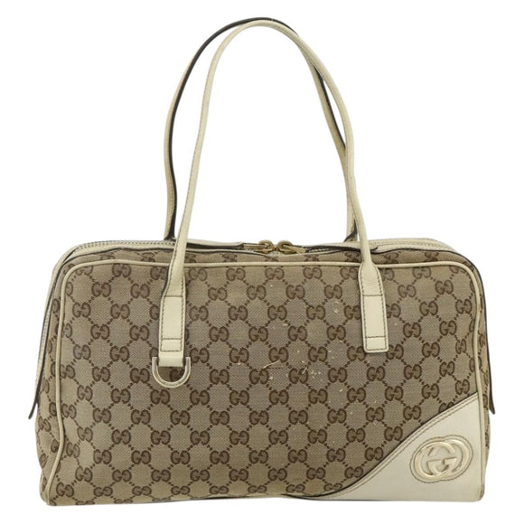 GUCCI GG Canvas Tote Bag Beige Gold 169971 Auth 176655