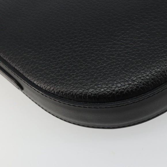 Burberrys Shoulder Bag Leather Black Gold Auth 176661