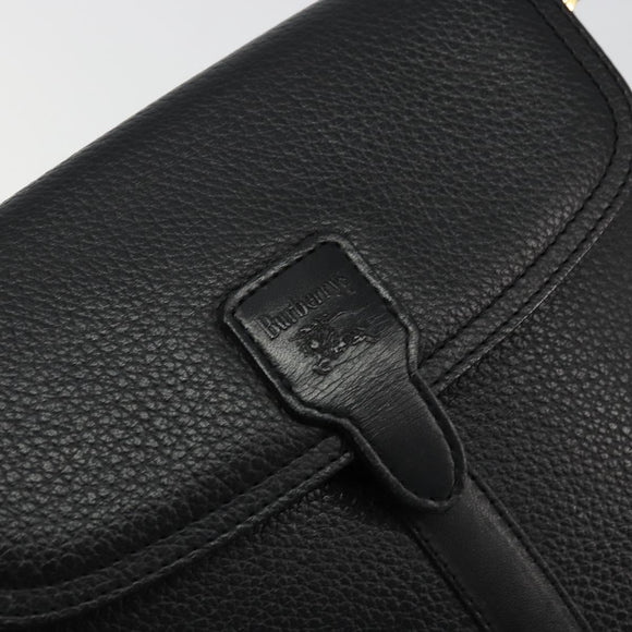 Burberrys Shoulder Bag Leather Black Gold Auth 176661