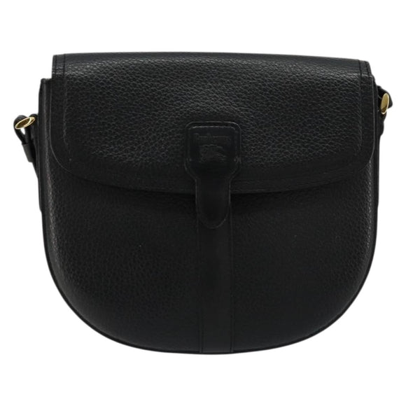 Burberrys Shoulder Bag Leather Black Gold Auth 176661