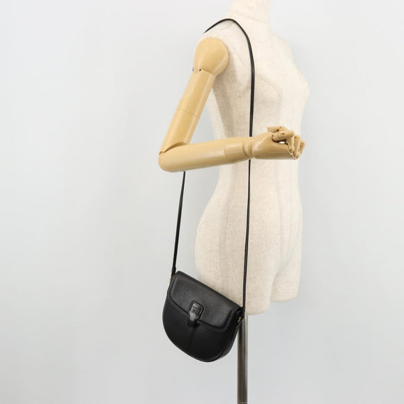 Burberrys Shoulder Bag Leather Black Gold Auth 176661