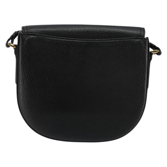 Burberrys Shoulder Bag Leather Black Gold Auth 176661