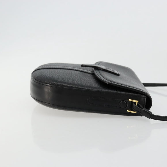 Burberrys Shoulder Bag Leather Black Gold Auth 176661