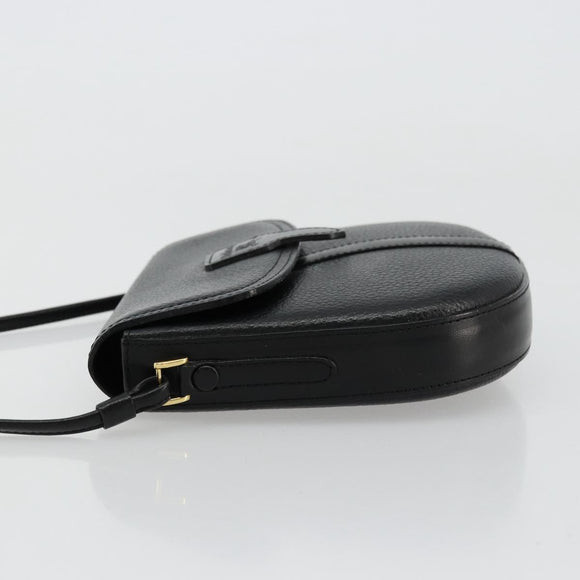 Burberrys Shoulder Bag Leather Black Gold Auth 176661