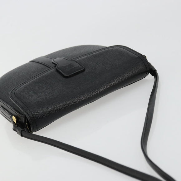 Burberrys Shoulder Bag Leather Black Gold Auth 176661
