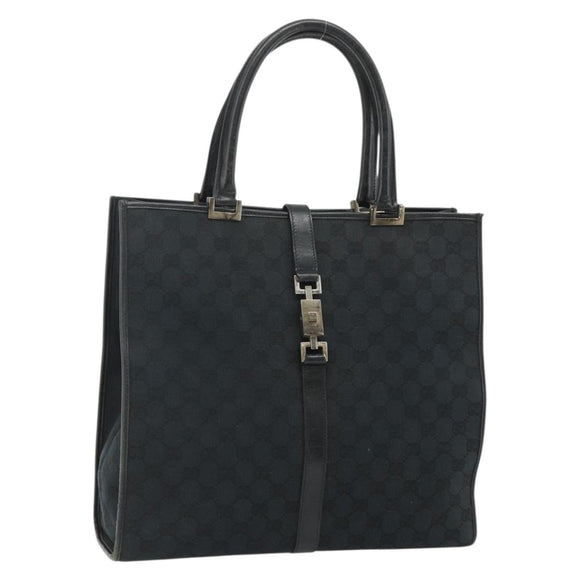 GUCCI GG Canvas Jackie Tote Bag Black Silver 002 1064 3444 Auth 176667