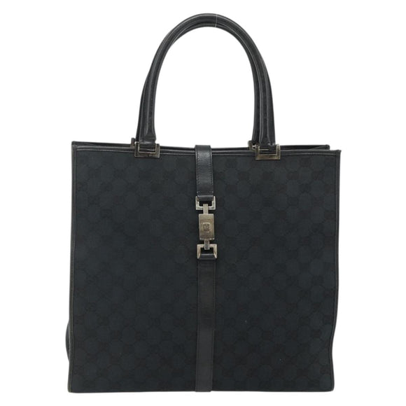GUCCI GG Canvas Jackie Tote Bag Black Silver 002 1064 3444 Auth 176667
