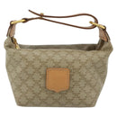 CELINE Macadam Canvas Hand Pouch PVC Beige Gold Auth 176668A-2