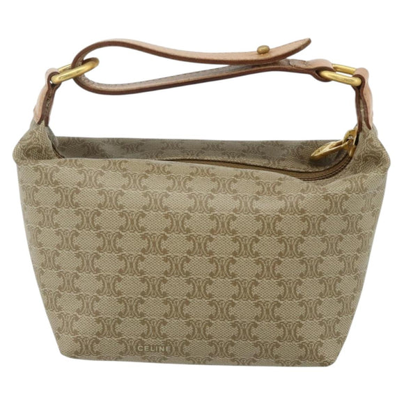 CELINE Macadam Canvas Hand Pouch PVC Beige Gold Auth 176668A