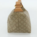 CELINE Macadam Canvas Hand Pouch PVC Beige Gold Auth 176668A-5