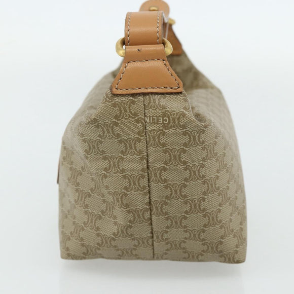 CELINE Macadam Canvas Hand Pouch PVC Beige Gold Auth 176668A
