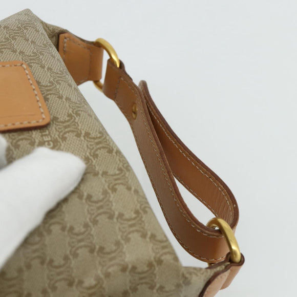 CELINE Macadam Canvas Hand Pouch PVC Beige Gold Auth 176668A