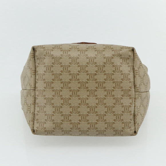 CELINE Macadam Canvas Hand Pouch PVC Beige Gold Auth 176668A