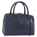 CELINE Hand Bag Leather 2way Navy Gold Auth 176670-1
