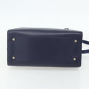 CELINE Hand Bag Leather 2way Navy Gold Auth 176670-11