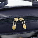 CELINE Hand Bag Leather 2way Navy Gold Auth 176670-16