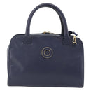 CELINE Hand Bag Leather 2way Navy Gold Auth 176670-2