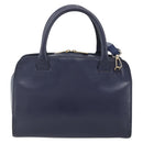 CELINE Hand Bag Leather 2way Navy Gold Auth 176670-3