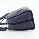 CELINE Hand Bag Leather 2way Navy Gold Auth 176670-4