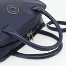 CELINE Hand Bag Leather 2way Navy Gold Auth 176670-7