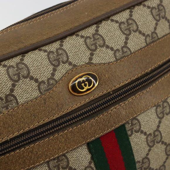 GUCCI GG Supreme Web Sherry Line Bag PVC Beige Red 56 02 004 Auth 176671