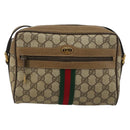 GUCCI GG Supreme Web Sherry Line Bag PVC Beige Red 56 02 004 Auth 176671-2
