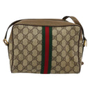 GUCCI GG Supreme Web Sherry Line Bag PVC Beige Red 56 02 004 Auth 176671-3