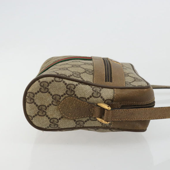 GUCCI GG Supreme Web Sherry Line Bag PVC Beige Red 56 02 004 Auth 176671