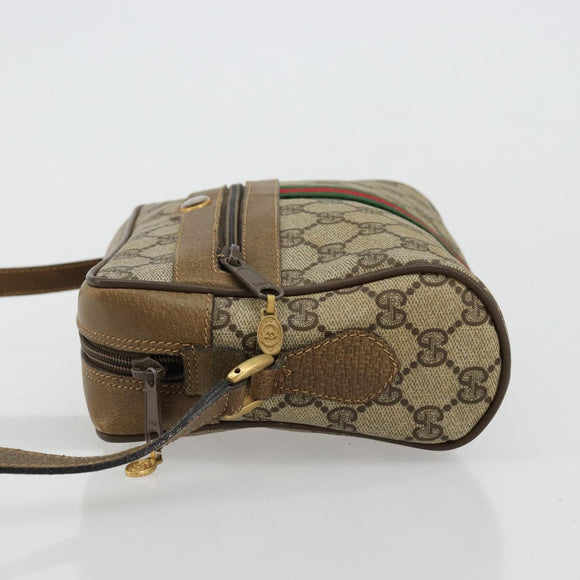 GUCCI GG Supreme Web Sherry Line Bag PVC Beige Red 56 02 004 Auth 176671