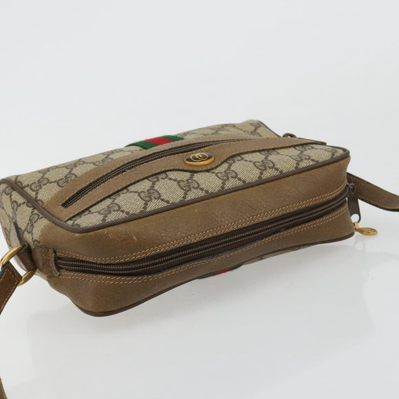 GUCCI GG Supreme Web Sherry Line Bag PVC Beige Red 56 02 004 Auth 176671