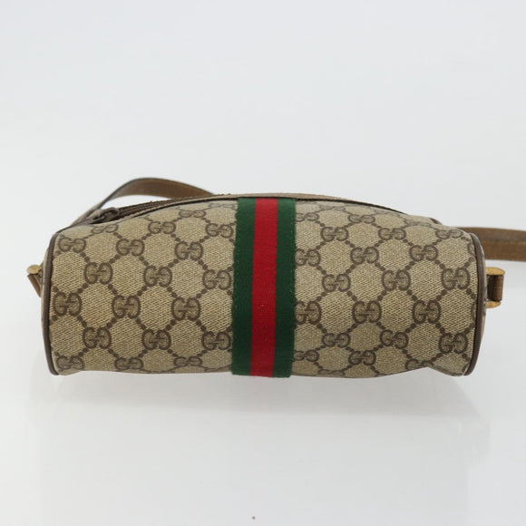 GUCCI GG Supreme Web Sherry Line Bag PVC Beige Red 56 02 004 Auth 176671