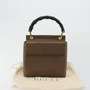 GUCCI Bamboo Hand Bag Leather Brown Gold 000 1014 1888 0 Auth 176672A-12