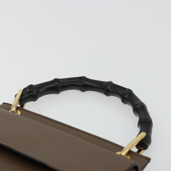 GUCCI Bamboo Hand Bag Leather Brown Gold 000 1014 1888 0 Auth 176672A